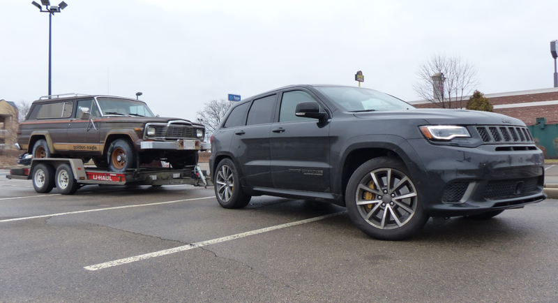 Illustration for article titled Towing An Old Jeep Through An Ice Storm With A 707 HP Jeep Grand Cherokee Trackhawk Was Truly Terrifying